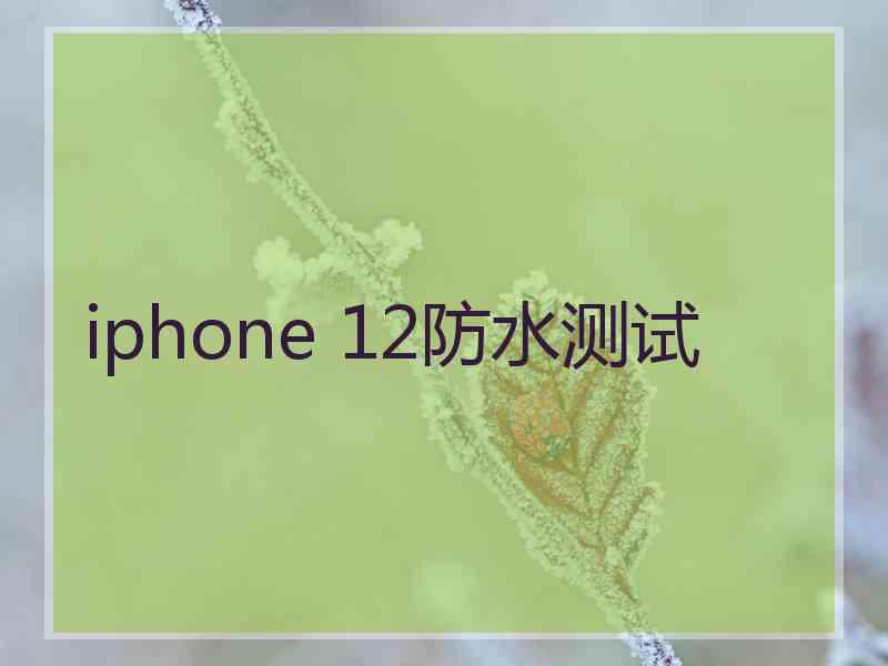 iphone 12防水测试