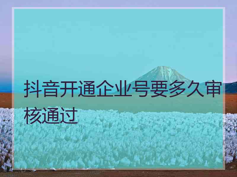 抖音开通企业号要多久审核通过