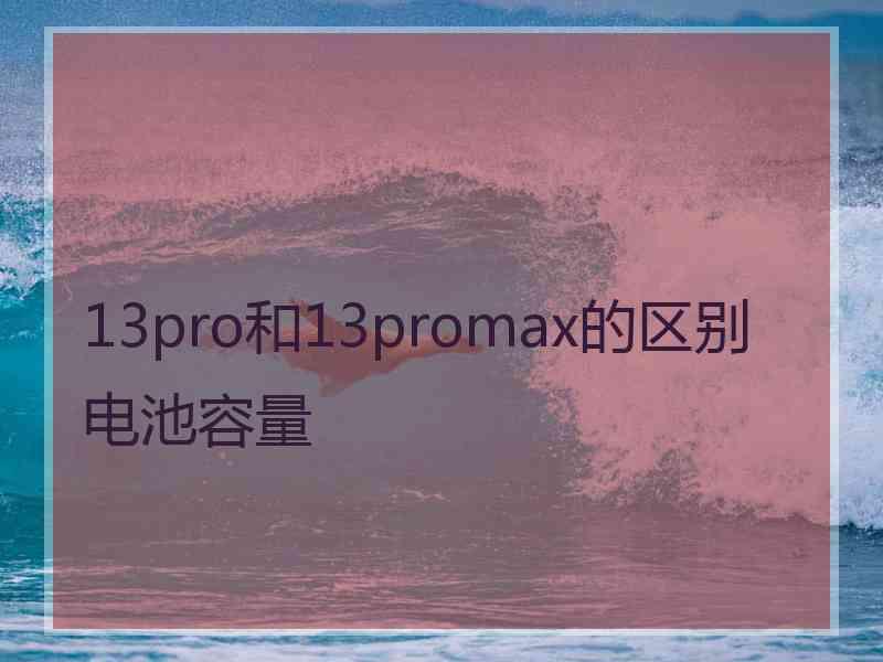 13pro和13promax的区别电池容量