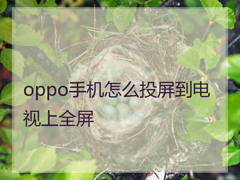 oppo手机怎么投屏到电视上全屏