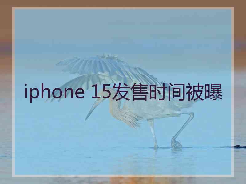 iphone 15发售时间被曝