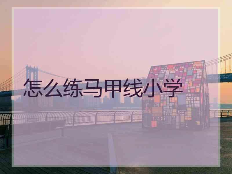 怎么练马甲线小学