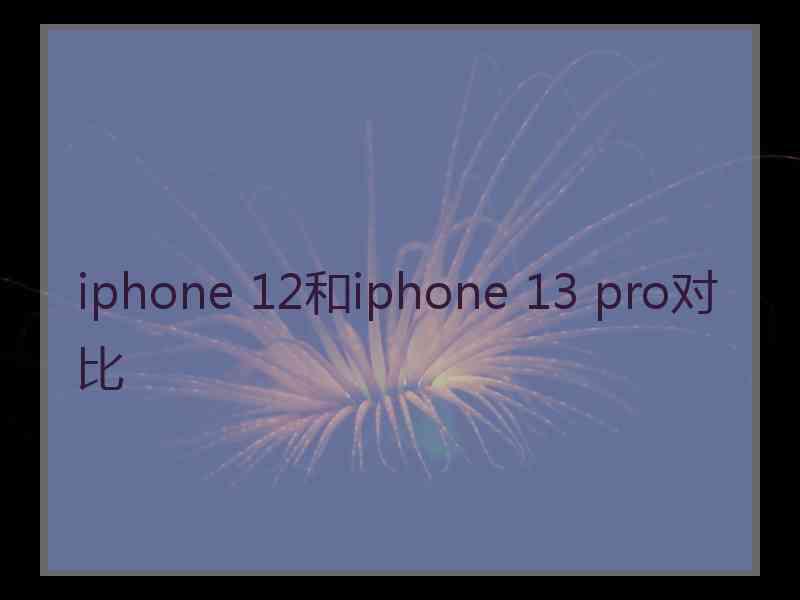 iphone 12和iphone 13 pro对比