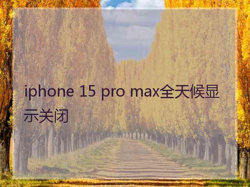 iphone 15 pro max全天候显示关闭