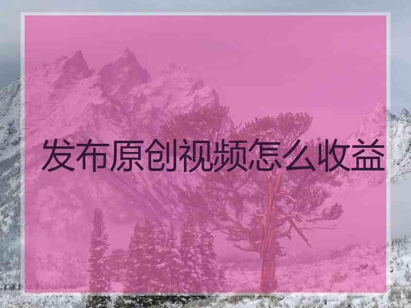 发布原创视频怎么收益