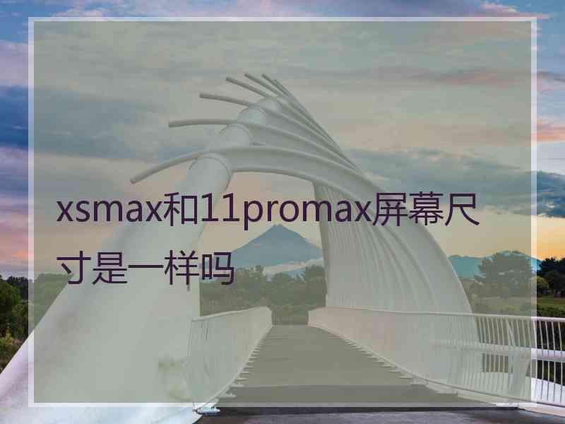 xsmax和11promax屏幕尺寸是一样吗