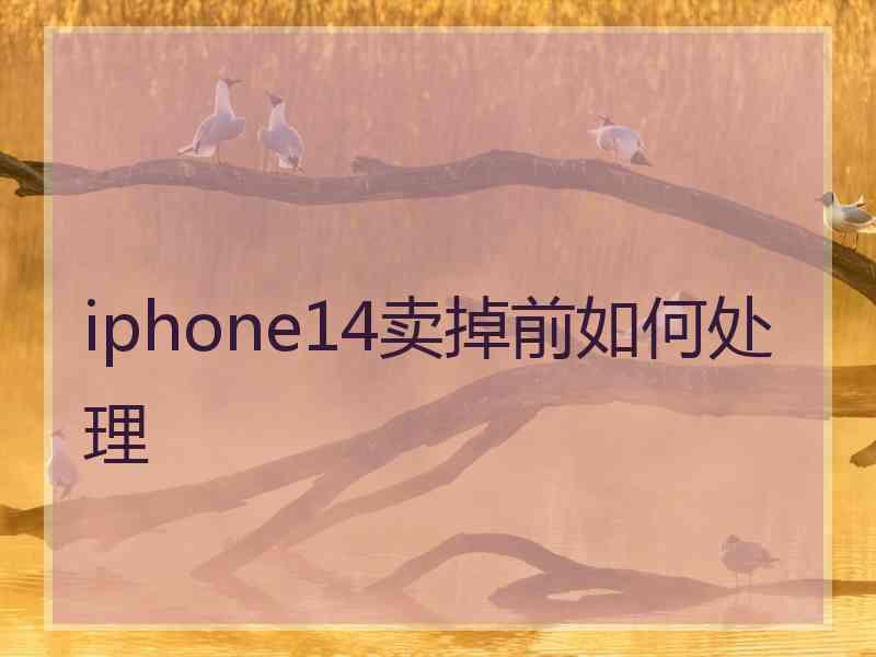 iphone14卖掉前如何处理