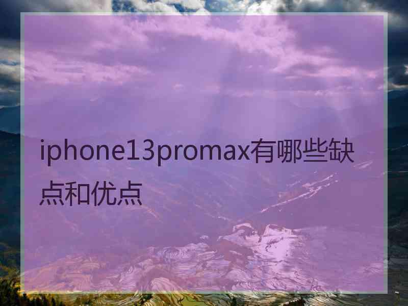 iphone13promax有哪些缺点和优点