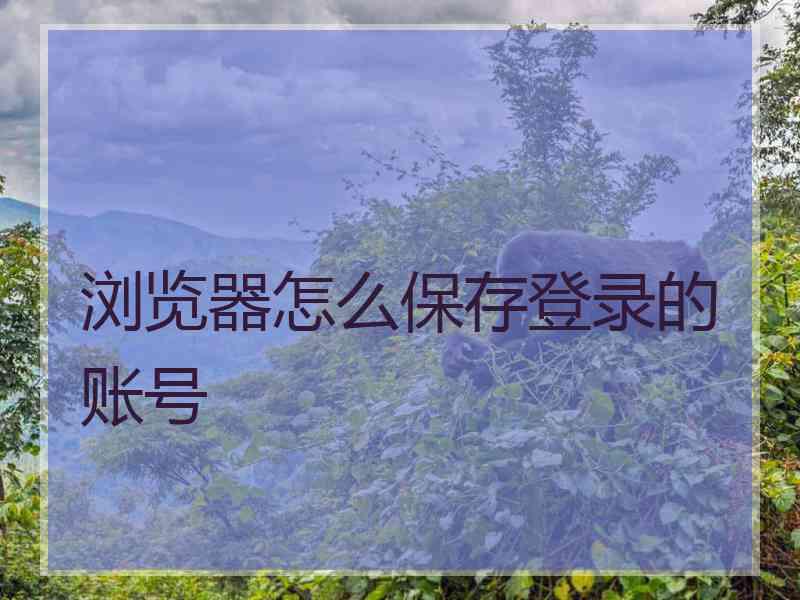 浏览器怎么保存登录的账号