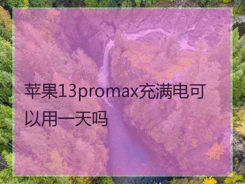 苹果13promax充满电可以用一天吗