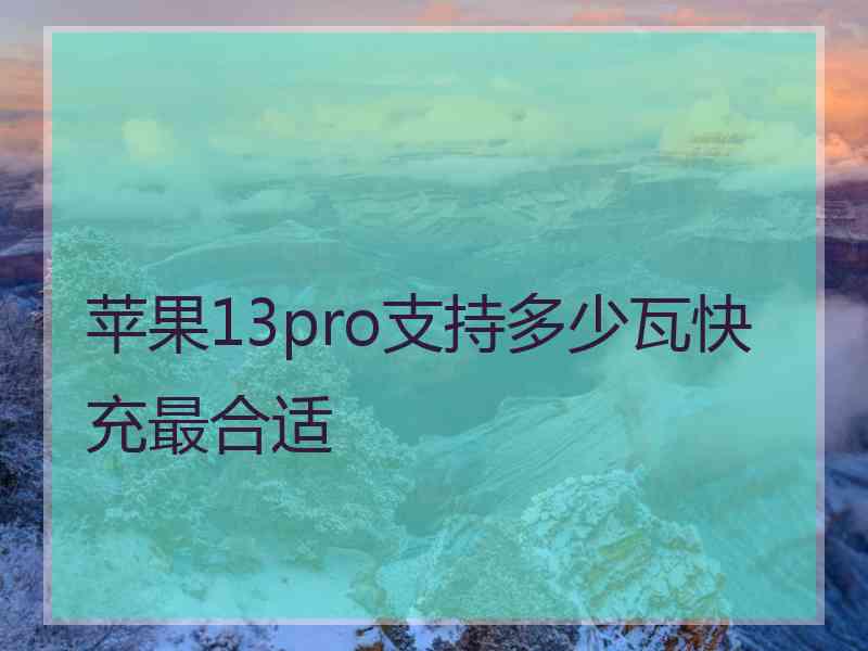 苹果13pro支持多少瓦快充最合适