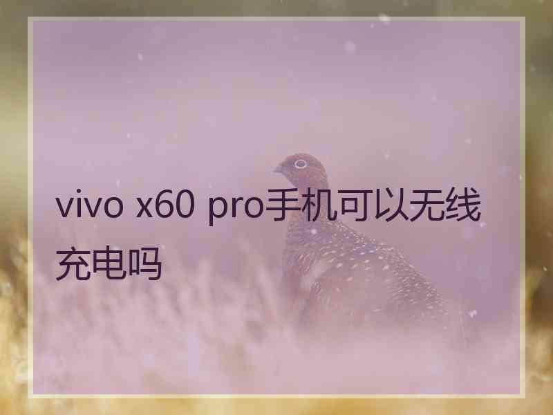 vivo x60 pro手机可以无线充电吗