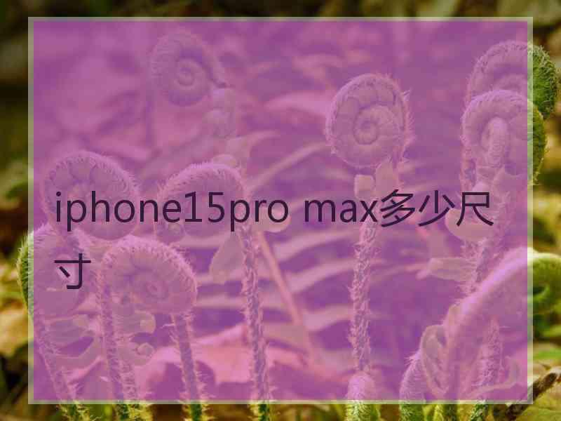 iphone15pro max多少尺寸