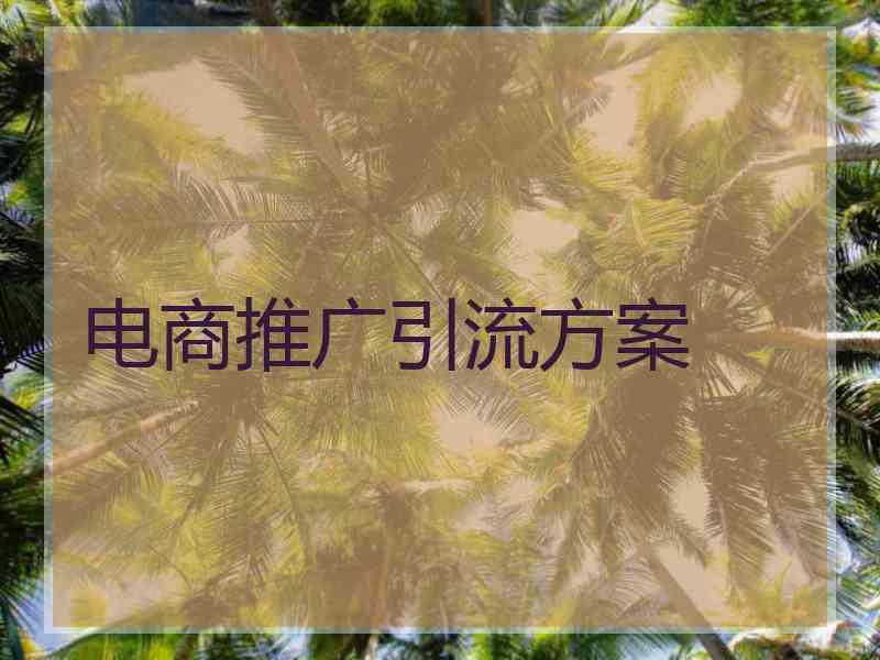 电商推广引流方案