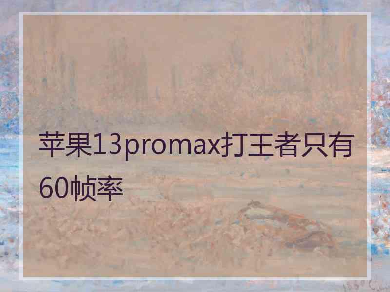 苹果13promax打王者只有60帧率