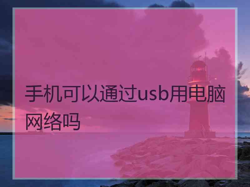 手机可以通过usb用电脑网络吗