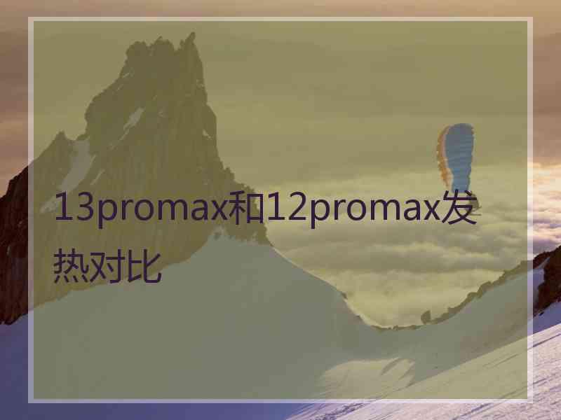 13promax和12promax发热对比