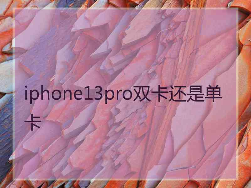 iphone13pro双卡还是单卡