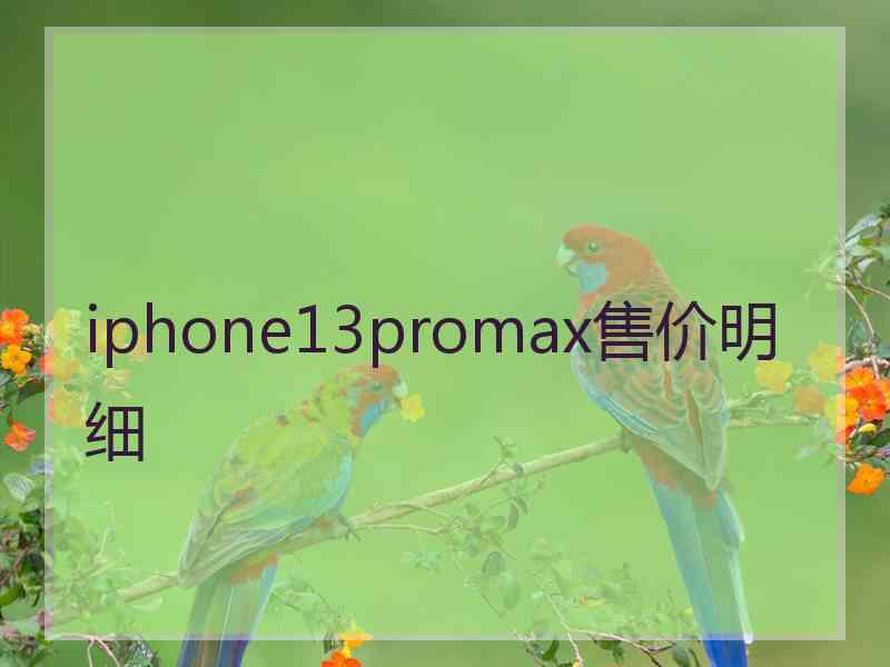 iphone13promax售价明细