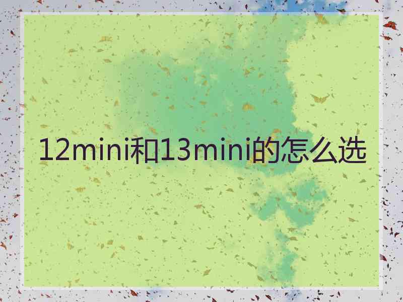 12mini和13mini的怎么选