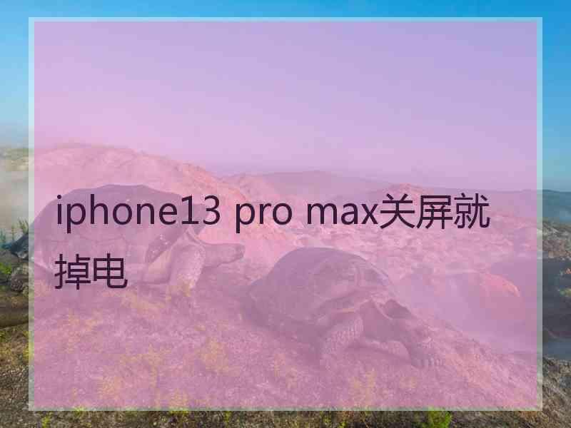 iphone13 pro max关屏就掉电