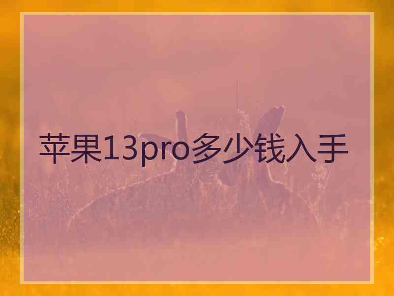 苹果13pro多少钱入手