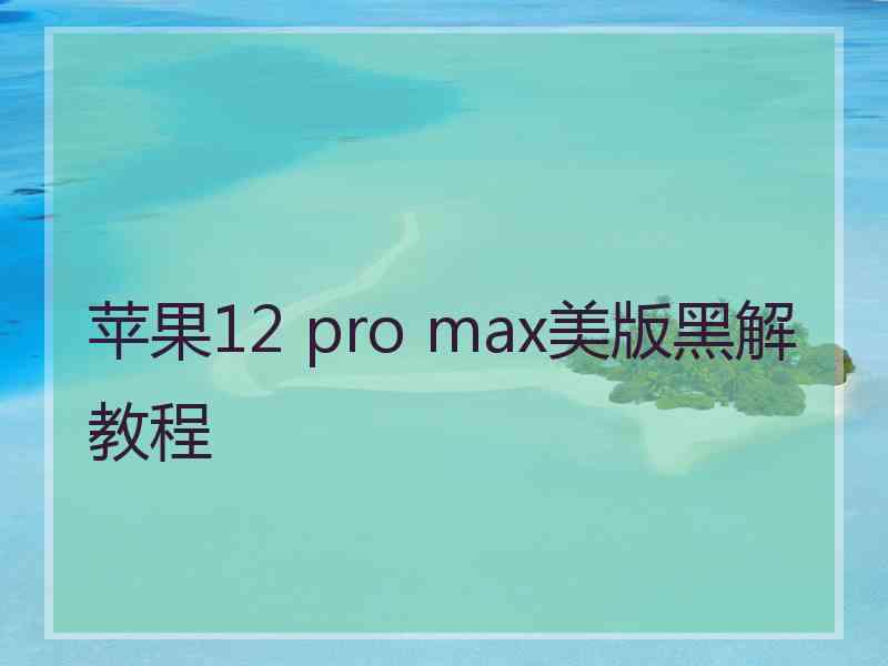 苹果12 pro max美版黑解教程