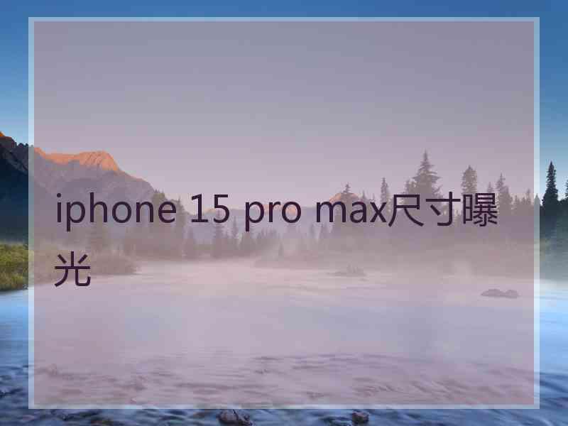 iphone 15 pro max尺寸曝光