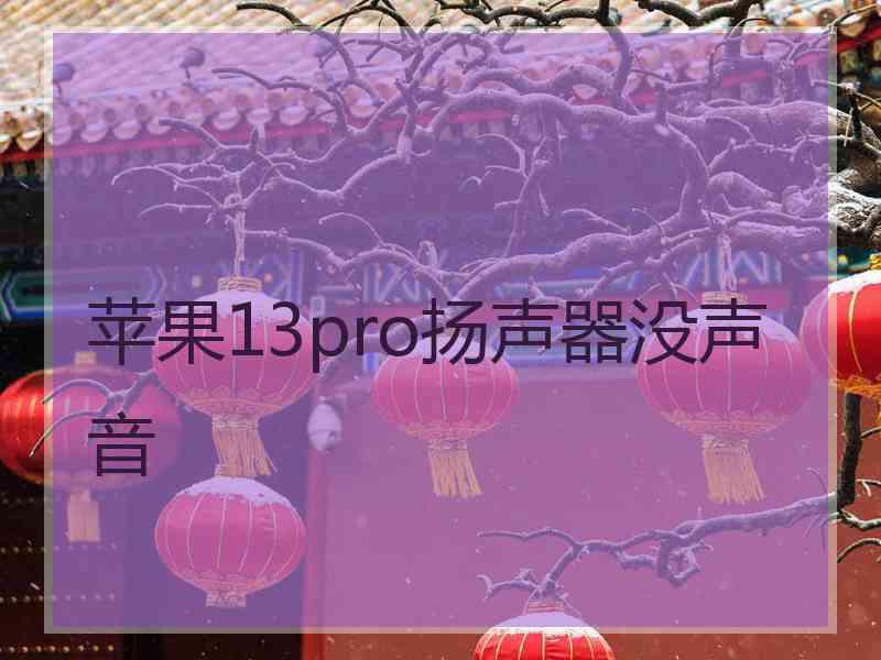 苹果13pro扬声器没声音