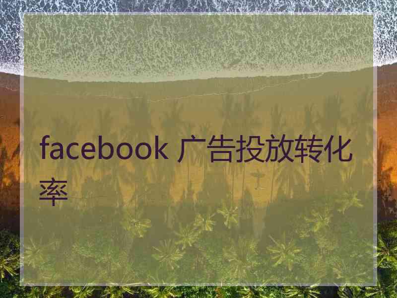 facebook 广告投放转化率