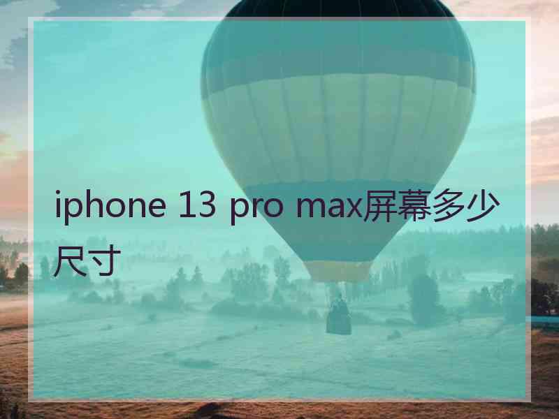 iphone 13 pro max屏幕多少尺寸