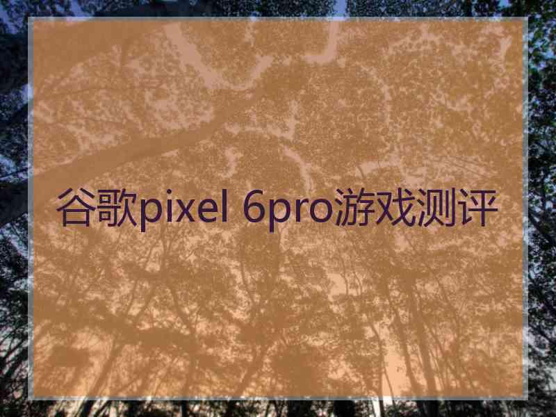 谷歌pixel 6pro游戏测评