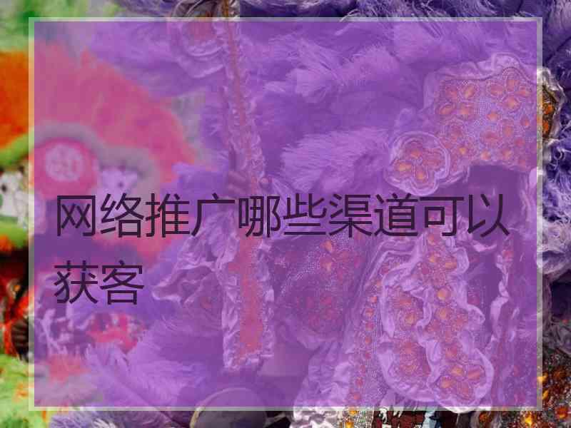 网络推广哪些渠道可以获客