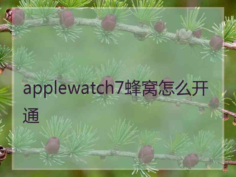 applewatch7蜂窝怎么开通