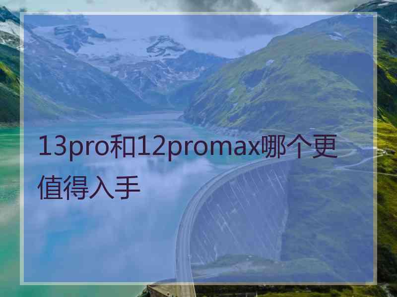 13pro和12promax哪个更值得入手