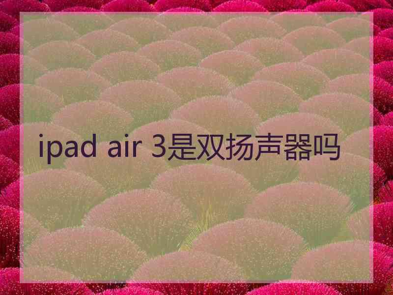 ipad air 3是双扬声器吗