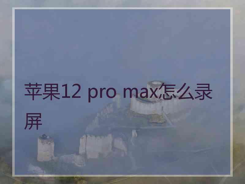 苹果12 pro max怎么录屏