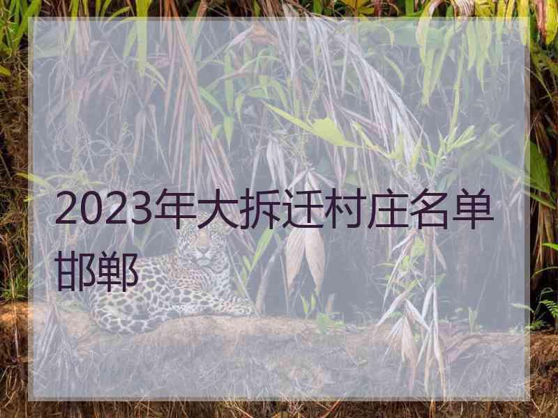 2023年大拆迁村庄名单邯郸