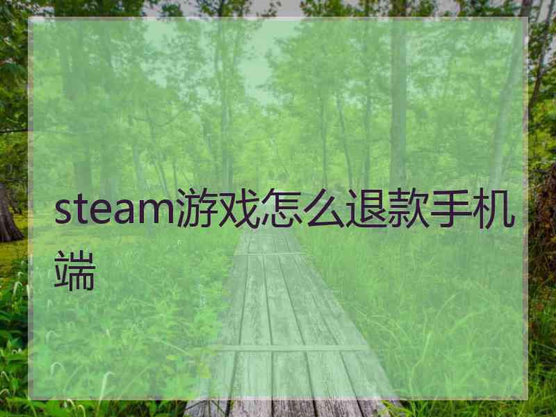 steam游戏怎么退款手机端