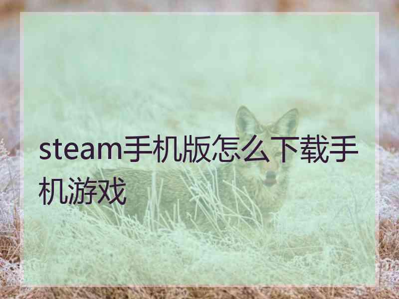 steam手机版怎么下载手机游戏