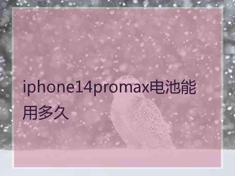 iphone14promax电池能用多久