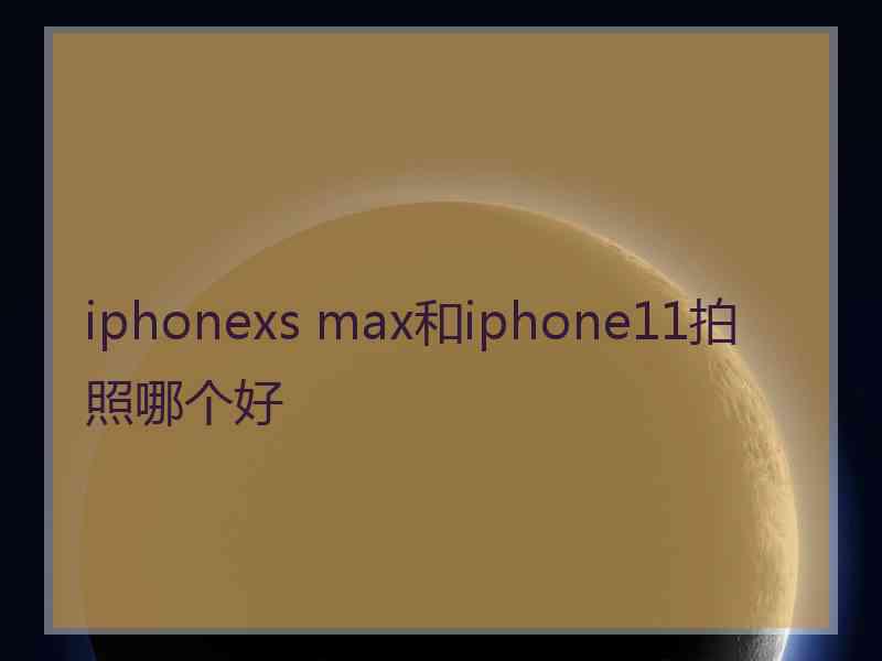 iphonexs max和iphone11拍照哪个好