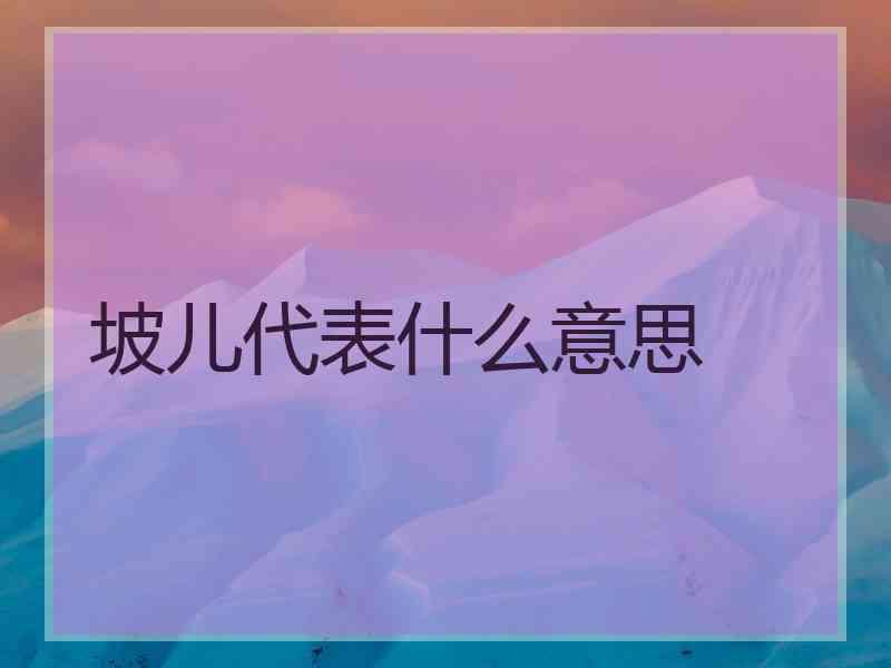 坡儿代表什么意思