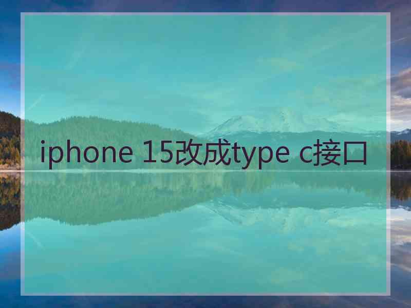 iphone 15改成type c接口