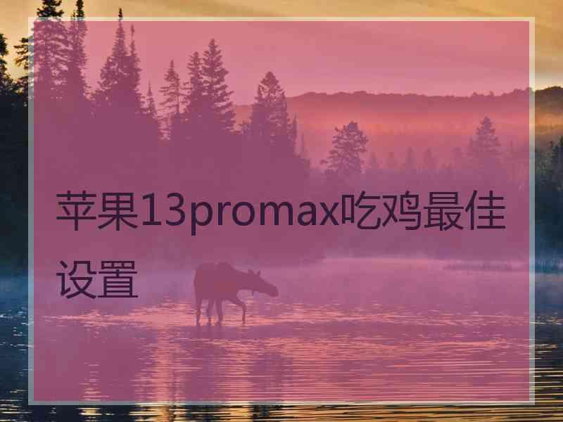 苹果13promax吃鸡最佳设置