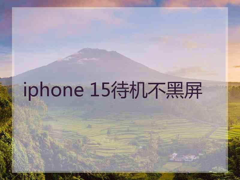 iphone 15待机不黑屏