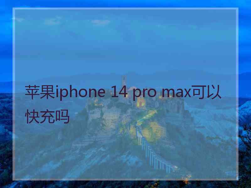 苹果iphone 14 pro max可以快充吗