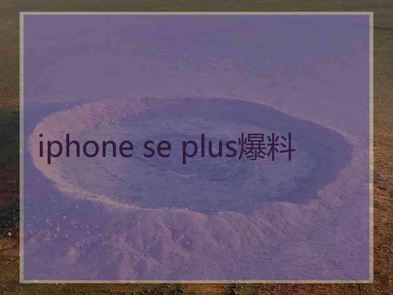 iphone se plus爆料