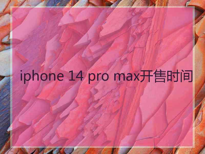 iphone 14 pro max开售时间