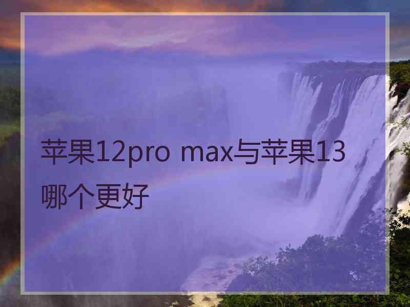 苹果12pro max与苹果13哪个更好